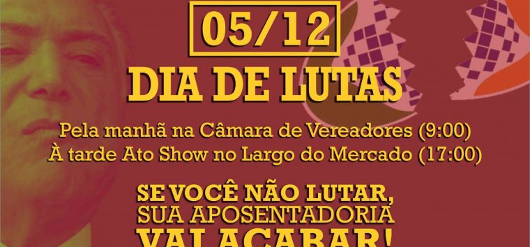  Participe do Dia de Lutas neste 5 de dezembro