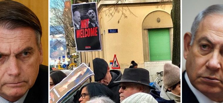  Escracho e protesto em davos para Bolsonaro e Netanyahu