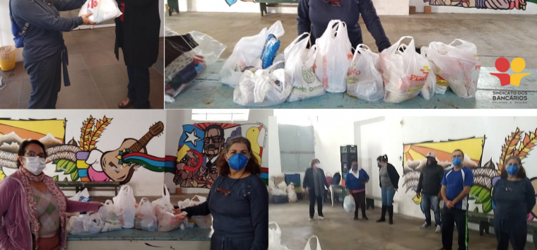  Sindicato entrega alimentos arrecadados na Campanha em defesa do Banrisul