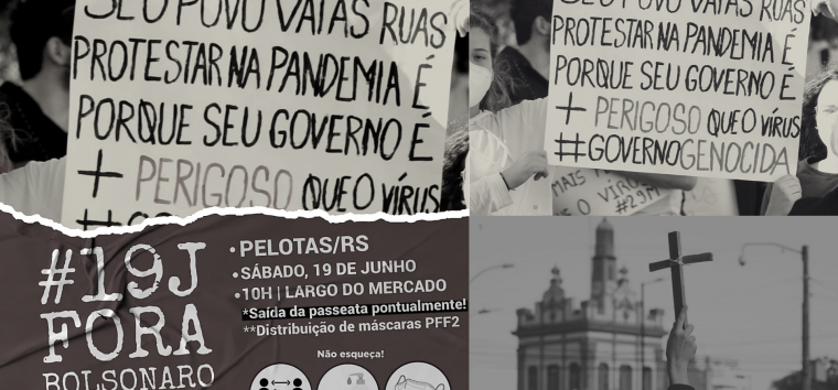  19J: Fora Bolsonaro em Pelotas será às 10h, deste sábado, com distribuição de máscaras PFF2