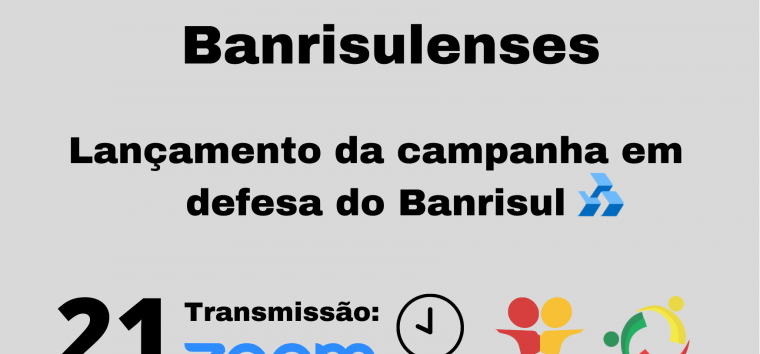  Participe da Plenária Nacional dos Banrisulenses: encontro ocorre nesta quarta (21), às 18h (dados de acesso aqui)