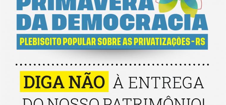  Primavera da Democracia: plebiscito popular começa dia 16 de outubro